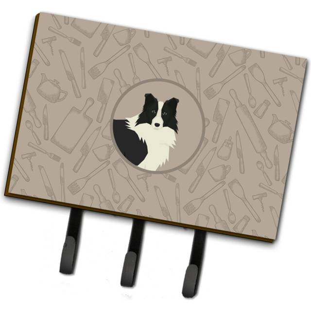 """""Caroline's Treasures Border Collie In the Kitchen Leash or Key Holder hooks  Multicolor"""""