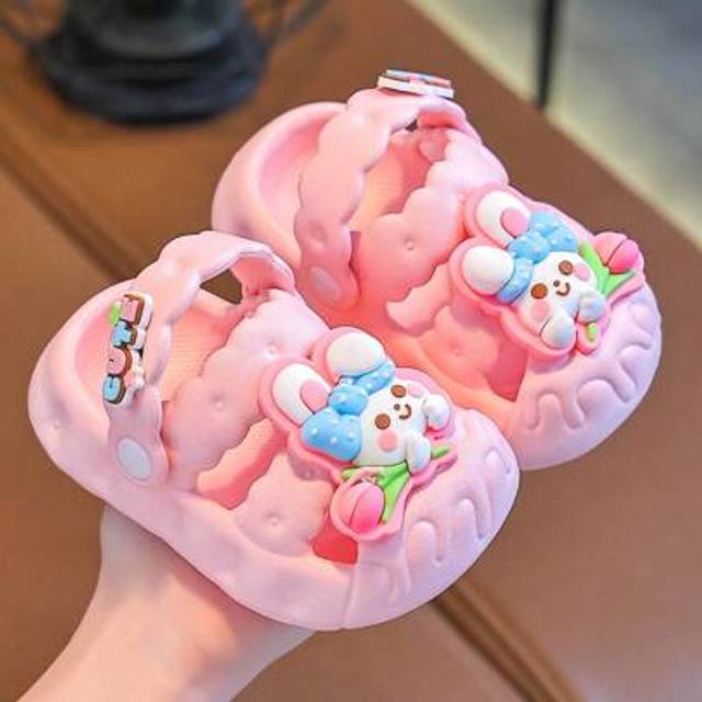 1 par söta tecknade platta sandaler/geléskor för flickor, lämpliga för sommaren - Rosa (EUR21-22,EUR23-24,EUR25-26,EUR27-28,EUR17-18,EUR19-20)