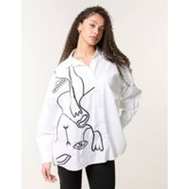 Blue vanilla womens oversized embroidered shirt