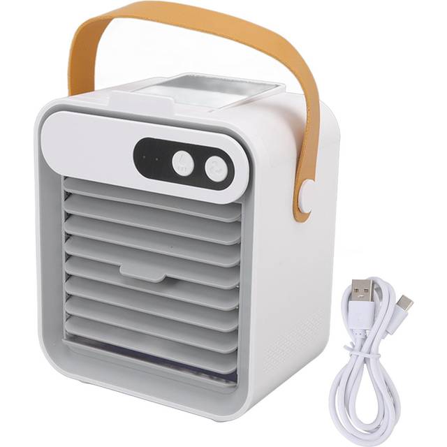 Desktop Air Conditioner Mini 3 Gears Strong Wind Mobile Multifunctional Air Cooler with Mirror white
