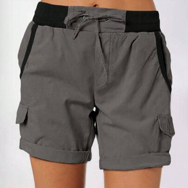 SHEIN Women&#39;s Casual Tie Waist Color Block Cargo Shorts