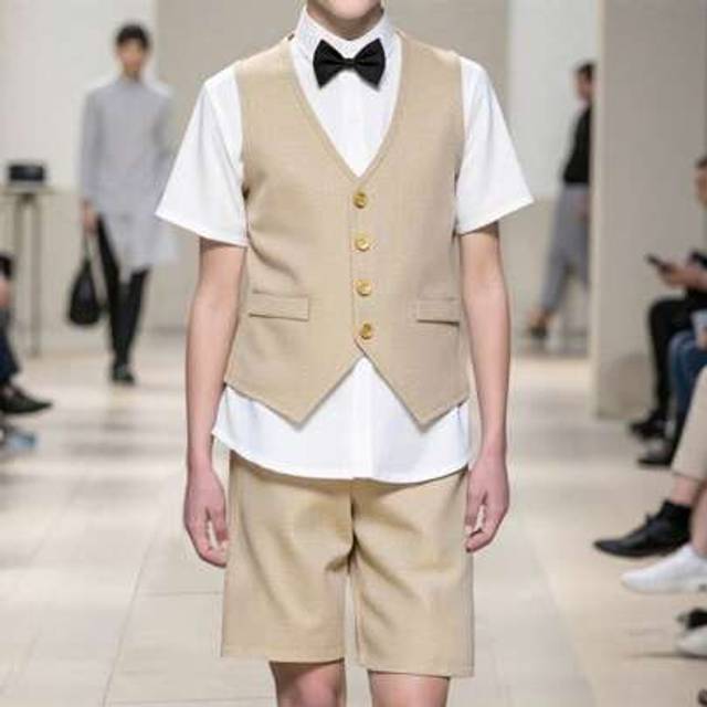 SHEIN Tween Boy 3-Piece Formal Suit: Vest + Short Sleeve Shirt + Shorts/Trousers With Bow Tie, For Birthday Party, Wedding, Anniversary, Valentine&#39;s Day