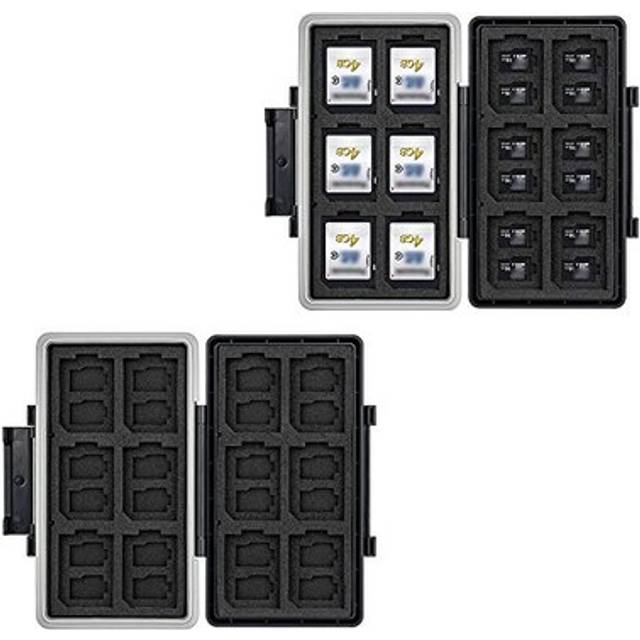 36 Slots SD Card Holder Water-Resistant Memory Card Carrying Case Storage for 24 Micro SD + 12 SD SDHC SDXC Cards