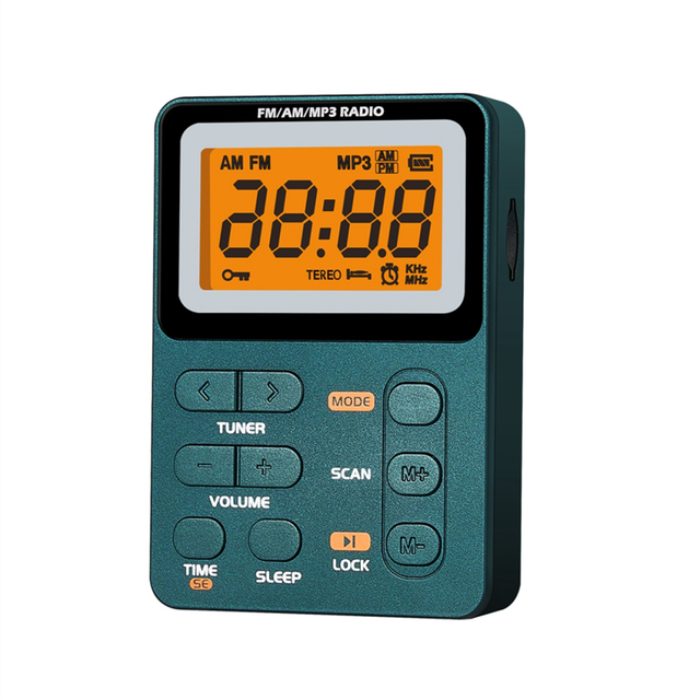 LED Display AM FM Pocket Radio for Sports Outdoor-Green