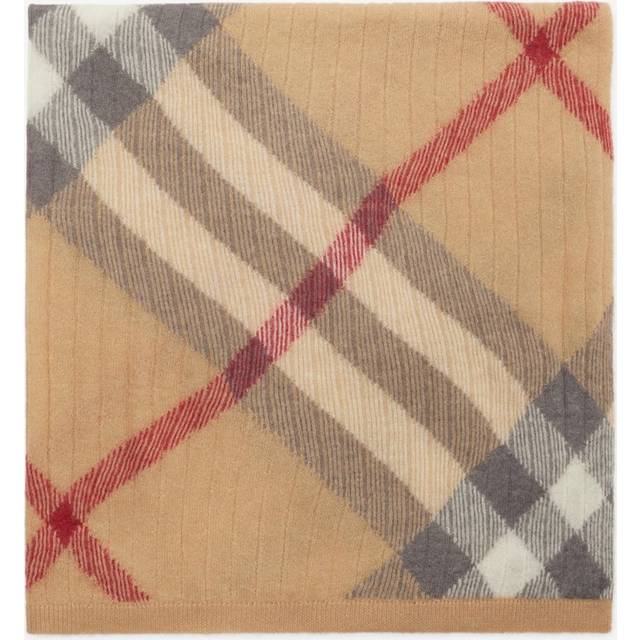 Burberry Childrens Check Alpaca Wool Silk Blend Baby Blanket - Pale Beige - OS