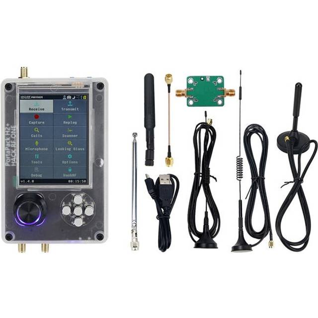 1MHz-6GHz SDR Radio Receiver Assemble for HackRF One + Portapack H2 with 3.2inch TFT Screen Antennas