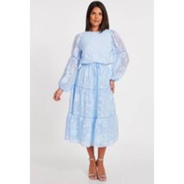 Light Blue Jacquard Midi Dress - 10