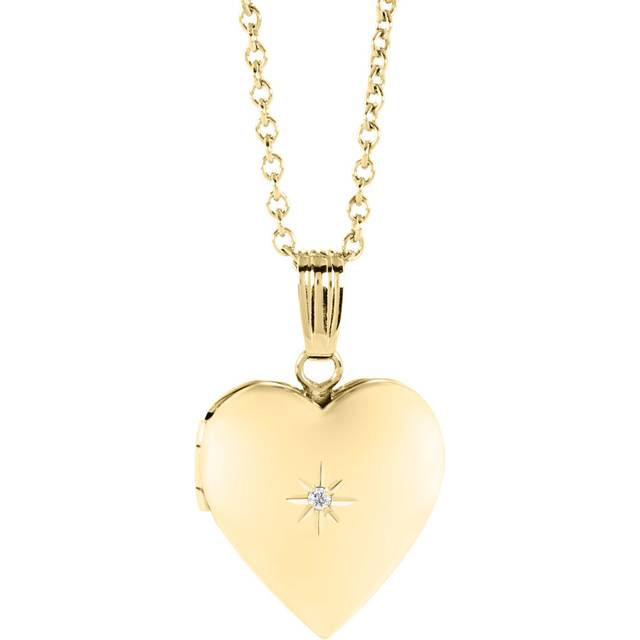 "Amazon Essentials Girls Polished Cubic Zirconia Heart Locket Necklace  Yellow Gold  15"""""""" (previously Amazon Collection)"