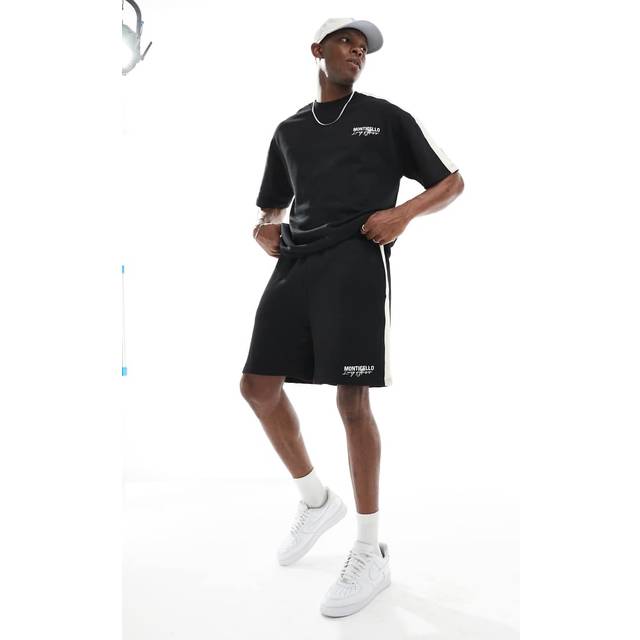 Mens River Island Black Regular Fit Taped Monticello Shorts