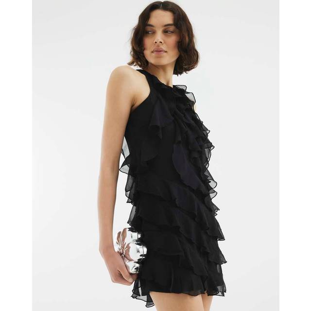 River Island Womens Black Premium Ruffle Mini Dress - 16
