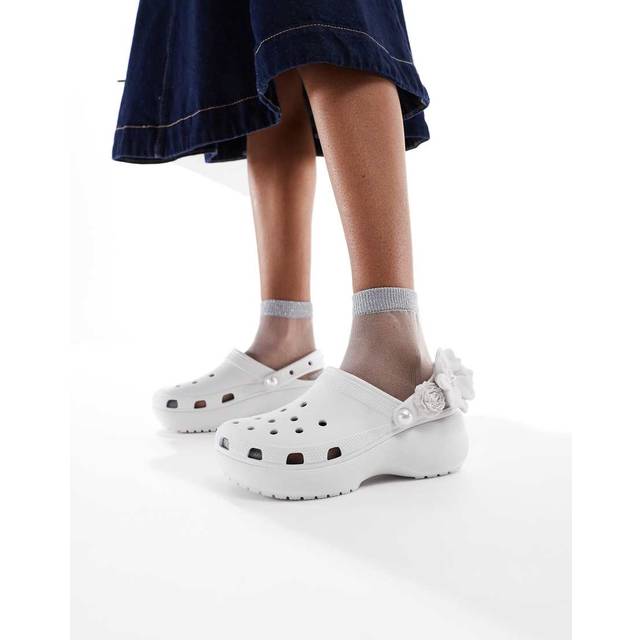 Crocs Classic Platform Bouquet Clogs - Grey, Grey, Size 4, Women