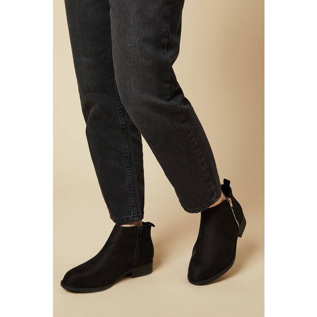 Dorothy perkins womens ankle boots black wide fit side zip flat heel