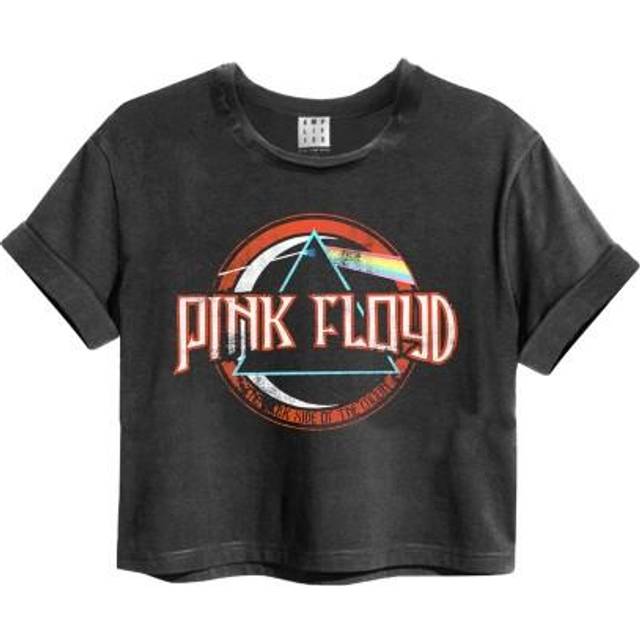 (L, Charcoal) Amplified Womens/Ladies On The Run Pink Floyd Crop T-Shirt