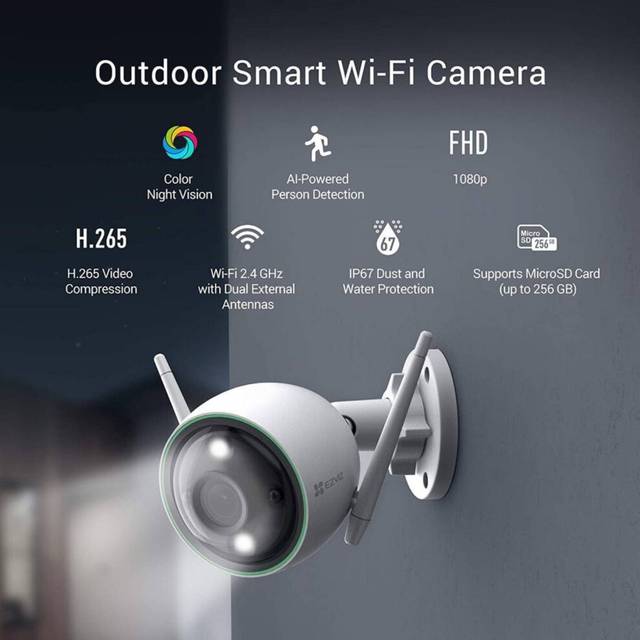 SMART WIFI CAMERA 2MP EZVIZ C3N HUMAN DETECTION OUTDOOR NIGHT VISION