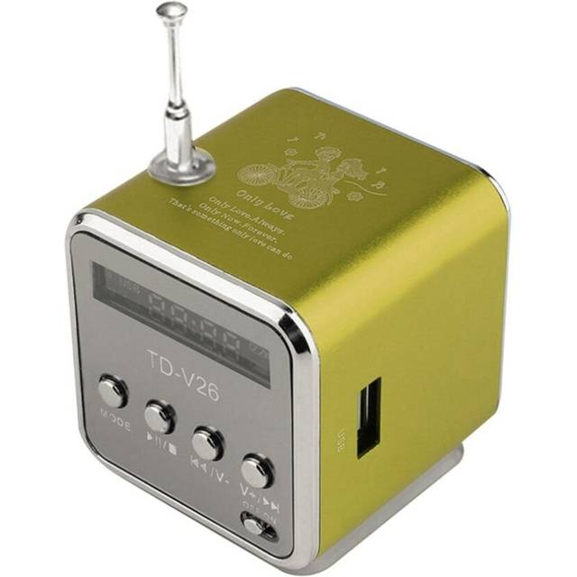 (Green) Mini Radio FM Digital Portable Speakers w/ FM Radio Receiver Support SD/TF Card for Mp3 Music Player USB Charging 87.5-108 MHz