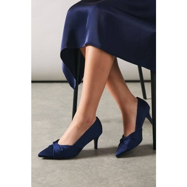 Wallis womens court shoes navy twist front kitten heels wide fit