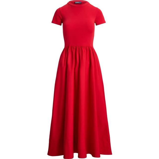 Polo Ralph Lauren A-Line Cotton-Jersey and Poplin Dress - M - Red