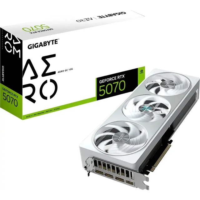 Gigabyte GeForce RTX 5070 Ti AERO OC 16G grafikkort - 16GB GDDR7, 256bit, PCI-E 5.0, 2588 MHz kärnklocka, 3 x DP 2.1a, 1 x HDMI 2.1b, NVIDIA DLSS 4, GV-N507TAERO OC-16GD