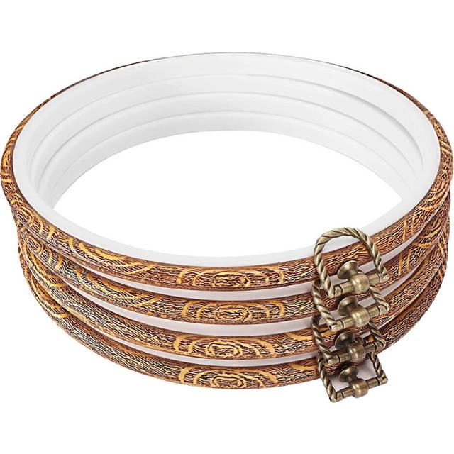 4 Pieces 8.4 Inch Embroidery Hoops Imitated Wood Display Frame Bulk Circle Embroidery Hoops