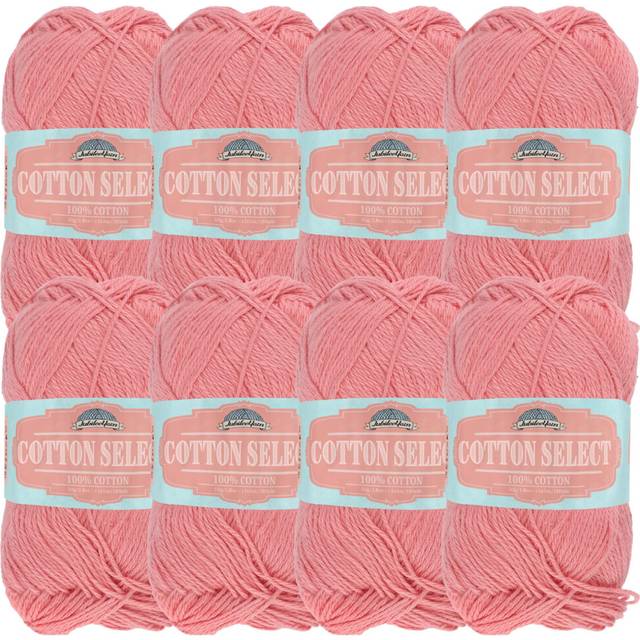 JubileeYarn Cotton Select Yarn - Sport Weight - 50g/Skein - Soft Red - 8 Skeins