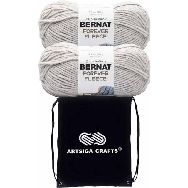 Bernat Forever Fleece Balsam 166061-61014 (2-Skeins - Same Dye Lot) Weight S Bulky #6 Polyester Yarn for Crocheting and Knitting with Project Bag