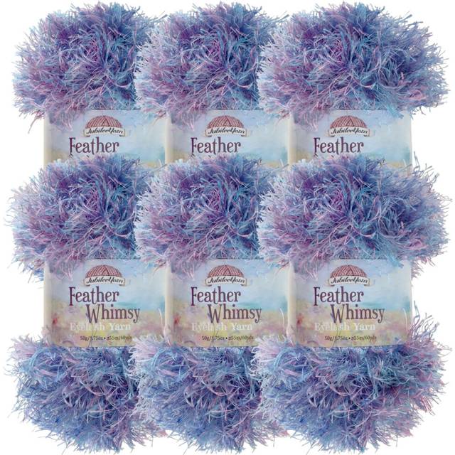 JubileeYarn Feather Whimsy Eyelash Yarn - 50g/Skein Fine Polyester Fur - Faded Blue - 6 Skeins