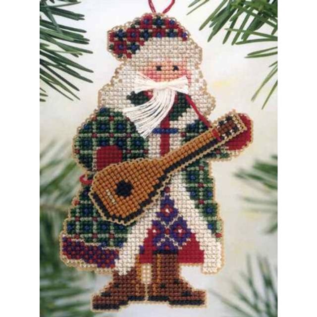 Mandolin Santa Bead Counted Cross Stitch Kit MHMS10 Mill Hill 2002 Musical Santas