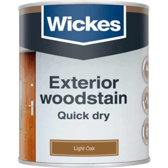 Wickes Exterior Quick Dry Woodstain - Light Oak - 750ml