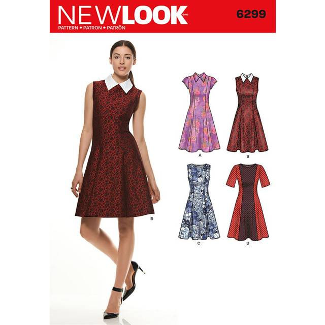 Simplicity New Look Pattern 6299 Misses Dress with Neck and Sleeve Variations Sizes 8-10-12-14-16-18-20