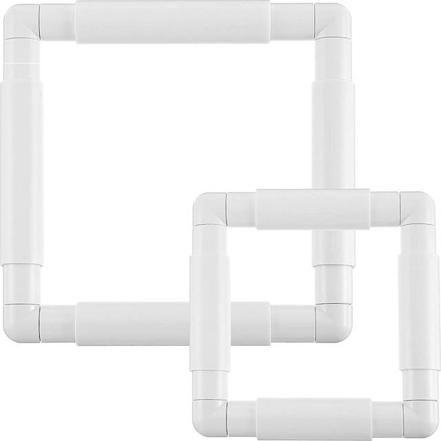 2Pc Frame Square Embroidery Hoops Q Snaps for Quilting Sewing Hoop, 6X6 Inch,8X8 Inch