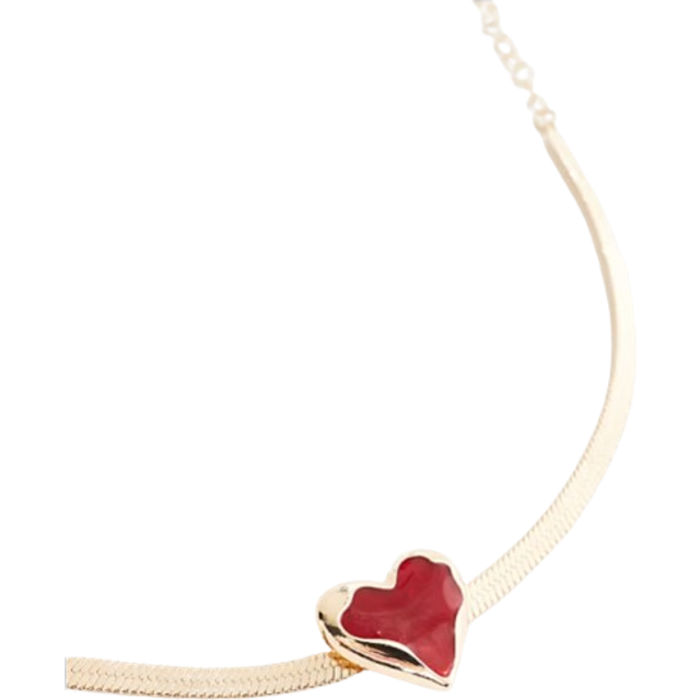 ASOS DESIGN – Guldfärgat choker-halsband med rött hjärta och ormkedja