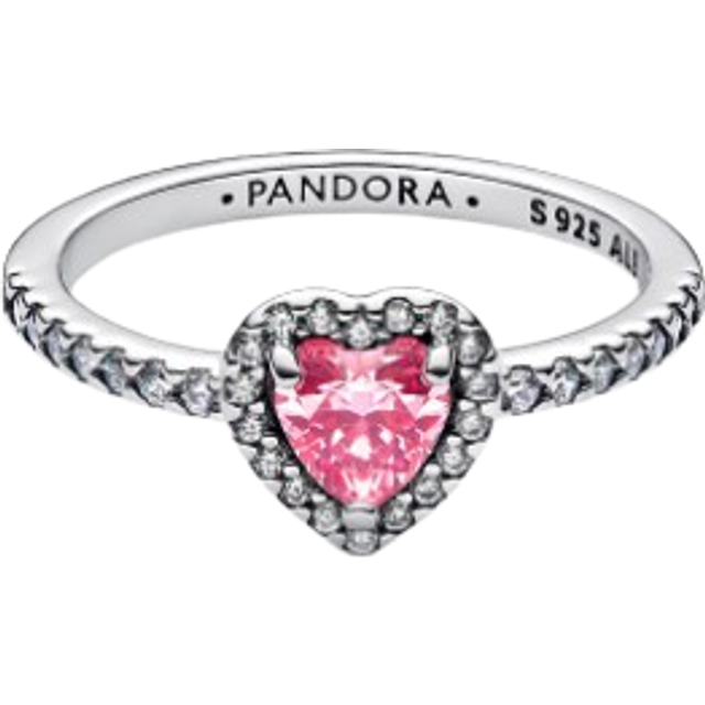 Pandora Rings - Elevated Pink Heart Ring - silver - Rings for ladies - 56