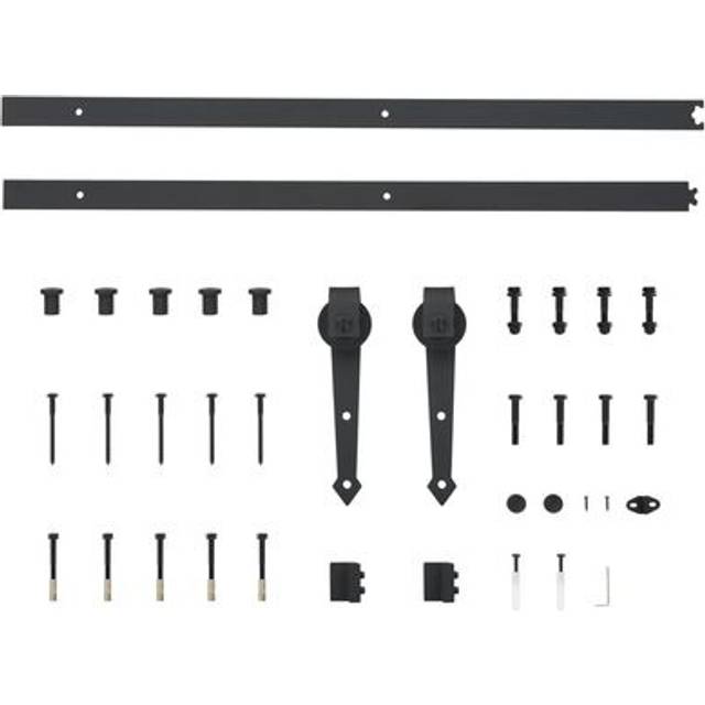 vidaXL Sliding Door Hardware Kit 183 cm Steel Black
