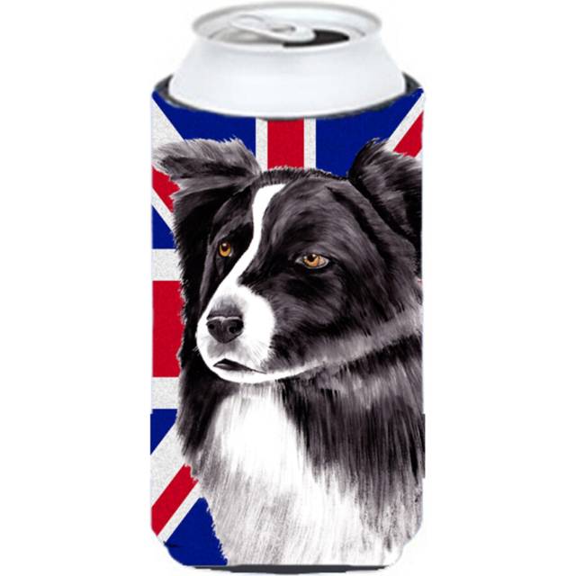 Border Collie with English Union Jack British Flag Tall Boy Beverage Insulator Hugger SC9824TBC