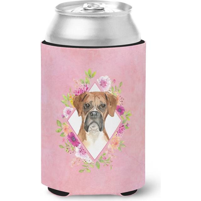 """""Caroline's Treasures CK4255CC Boxer Pink Flowers Can or Bottle Hugger cold-beverage-koozies  12 oz  Multicolor"""""
