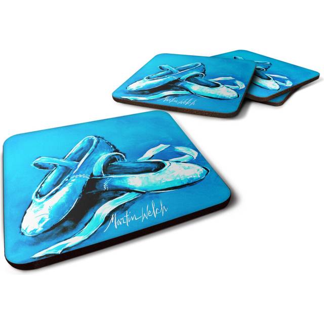 """""Caroline's Treasures MW1303FC Ballet Shoes Aqua Blue Foam Set of 4 coasters  Multicolor"""""