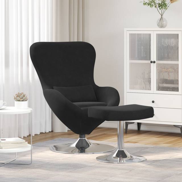 Vidaxl - Egg Chair with Footstool Black Velvet