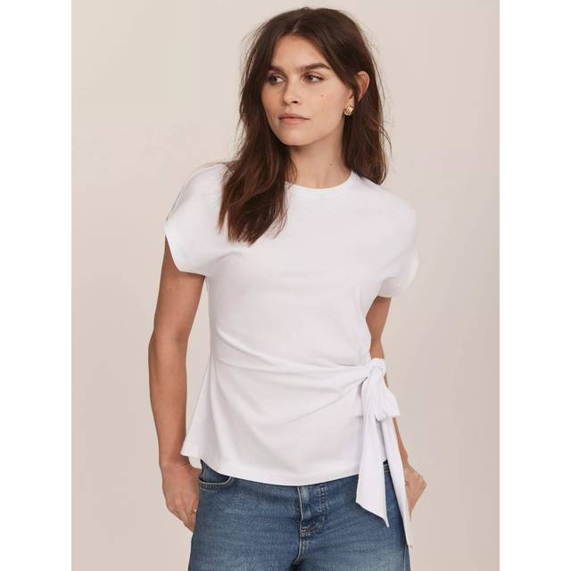 Mint Velvet Tie Detail T-Shirt, White