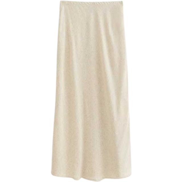 New Look Women's Plus Size Stone Linen Blend Bias Cut Midi Skirt Curves - UK 18