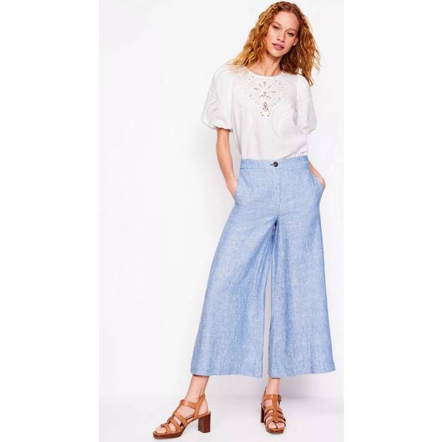 Boden Wide Crop Linen Trousers