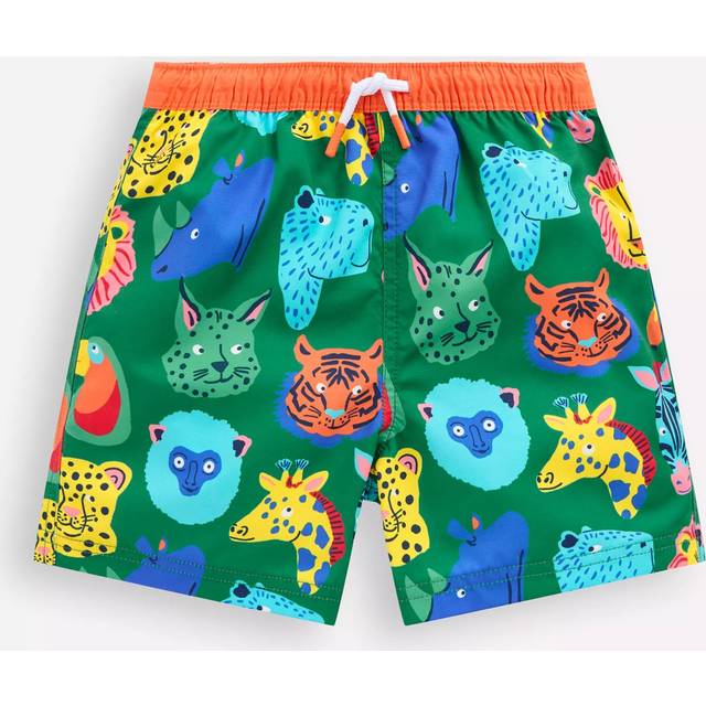 Mini Boden Kids' Swim Shorts, Multi/Animal Faces