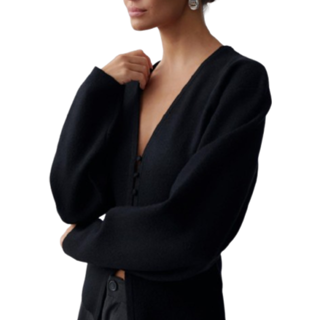 Gina Tricot-Shaped knitted cardigan-koftor & cardigans-Svart-M-Dam