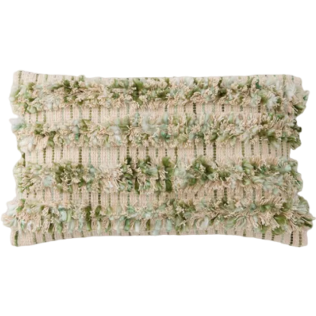 Ava Tufted Stripe Cushion - Sage