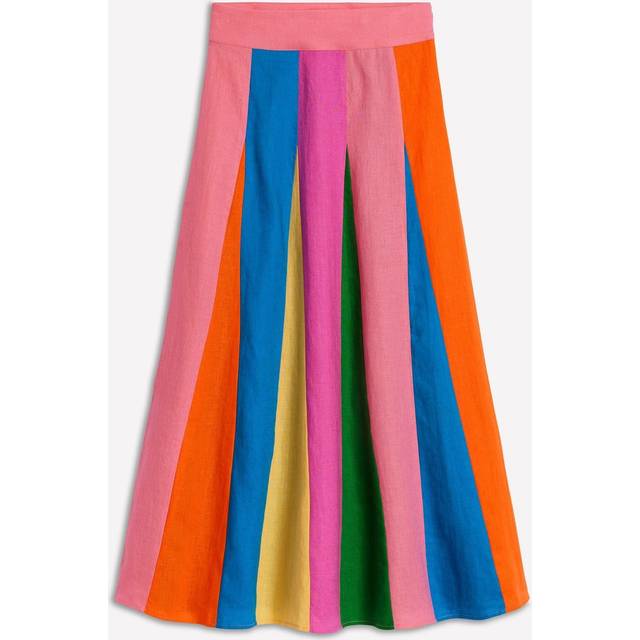 Boden Stripe Flippy Pure Linen Skirt, Multi