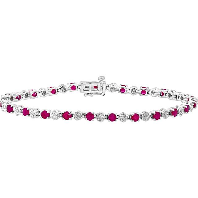 Mogul 9ct White Gold Diamond and Ruby Tennis Bracelet