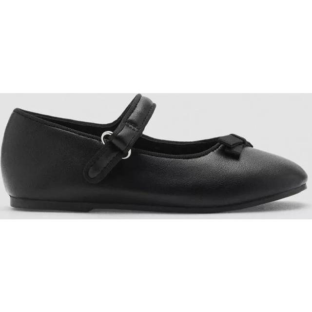 Mango Kids' Elise Buckle Ballerina Shoes, Black