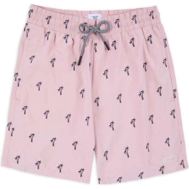 Chelsea Peers Embroidered Palm Tree Swim Shorts, Pink