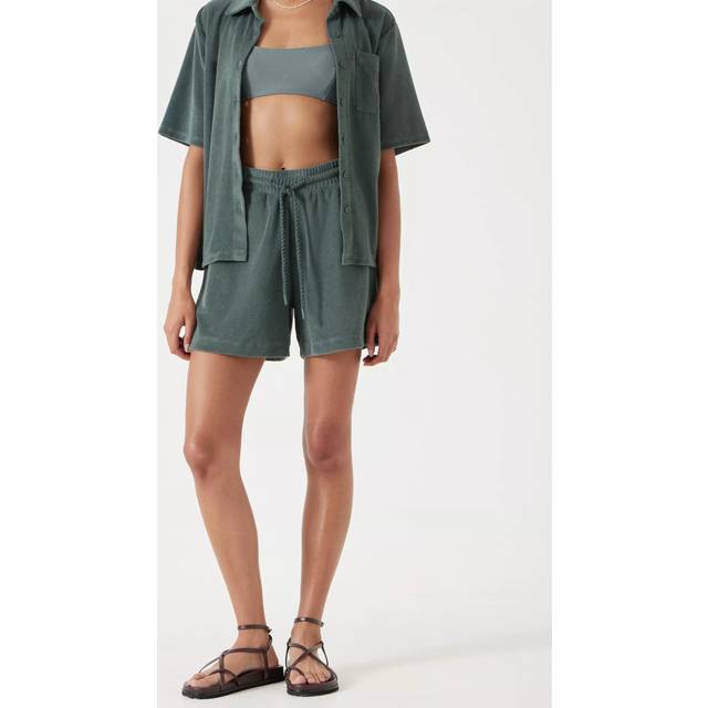 HUSH Towelling Shorts, Sage Green