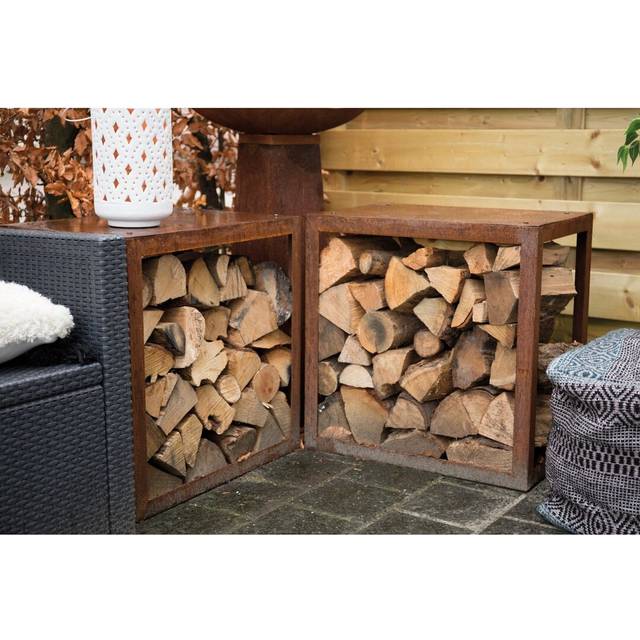 RedFire Firewood Storage "Hodr" Rust (50cm H X 50cm W X 40cm D)
