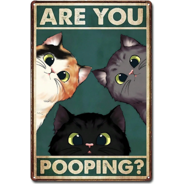SHEIN 1pc, &#34;Cat - Are You Pooping&#34; Funny Metal Tin Sign (11.81&#34;X7.87&#34;/30x20cm) , Novelty Vintage Plaque Decor, Home Decor, Room Decor, Wall Decor, Bathroom